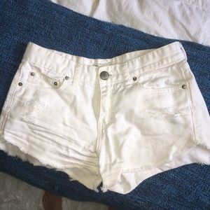 White Ripped Free People Shorts